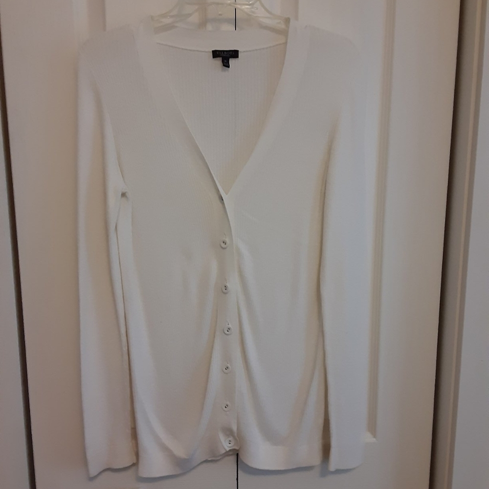 Talbots Cream Ribbed Long Sleeved Sweater medium